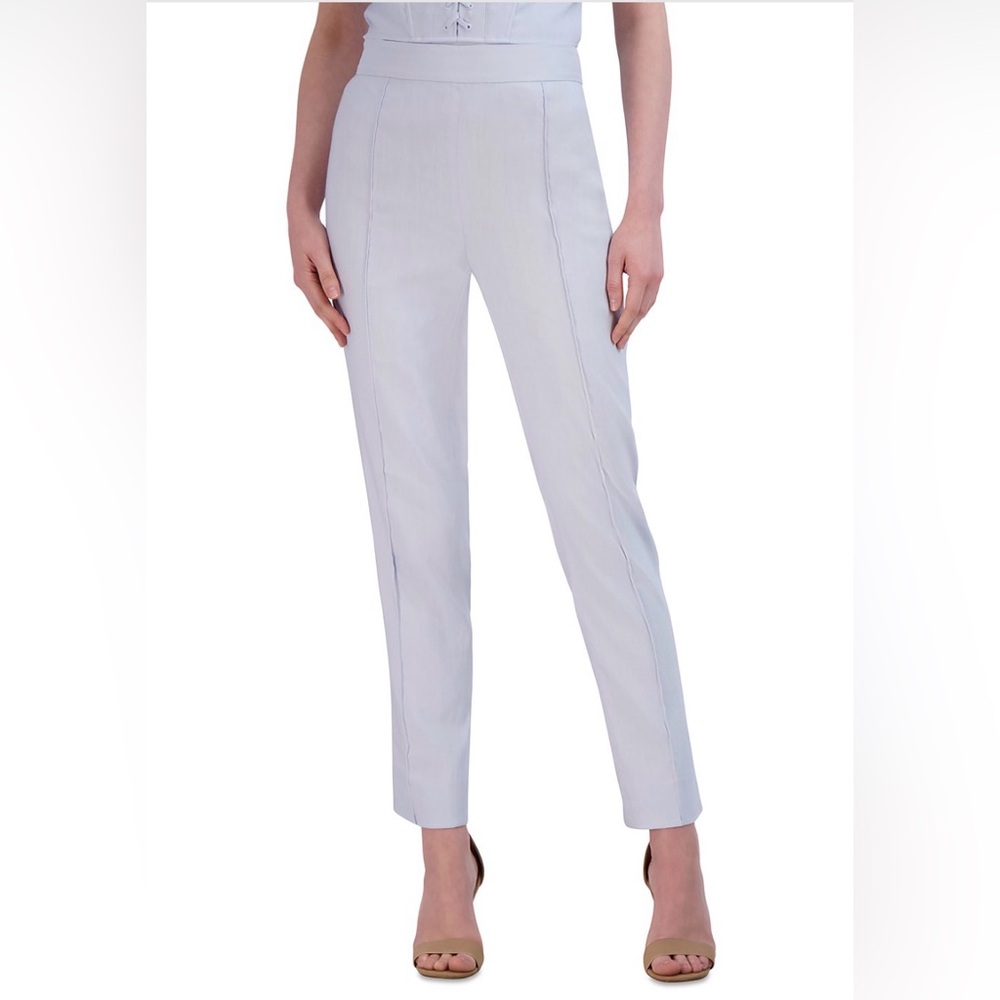 🔥 $228 BCBGMAZAZRIA Imported Heather Blue Cotton Women’s Pants Size 4 🔥